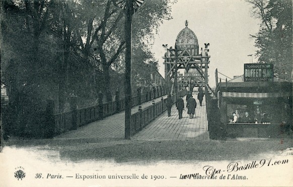  La passerelle de l'Alma - exposition Universelle de 1900 - Cliquez sur la carte pour l’agrandir et en voir tous les détails