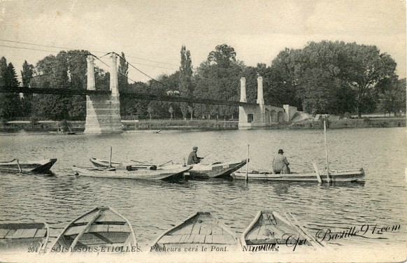 91-Soisy-sous-etiolles - pecheurs vers le pont