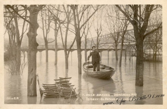 91-Villa draveil-inondation 1910-terrasse du restaurant Lapreuvotte  - Cliquez sur la carte pour l’agrandir et en voir tous les détails