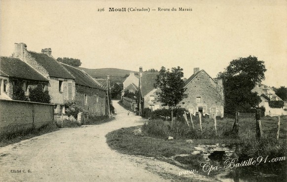 carte postale ancienne-Moult-Route du Marais