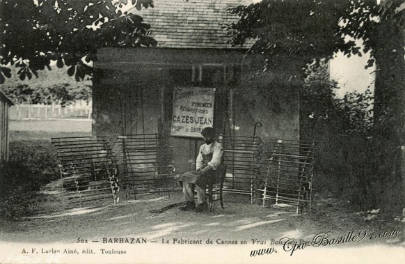 carte postale ancienne-Barbazan-le Fabricant de cannes en vrai bois des pyrénees