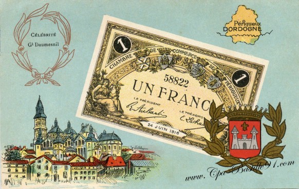 carte postale ancienne-Un francs-CHAMBRE DE COMMERCE DE PERIGUEUX