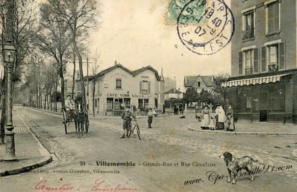 93-Carte postale ancienne-Villemomble-Grande rue et Rue Circulaire