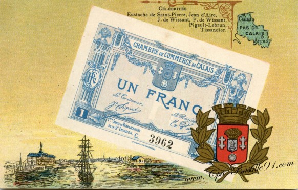 Carte-Postale-Ancienne-CHAMBRE DE COMMERCE DE CALAIS-Un Franc 