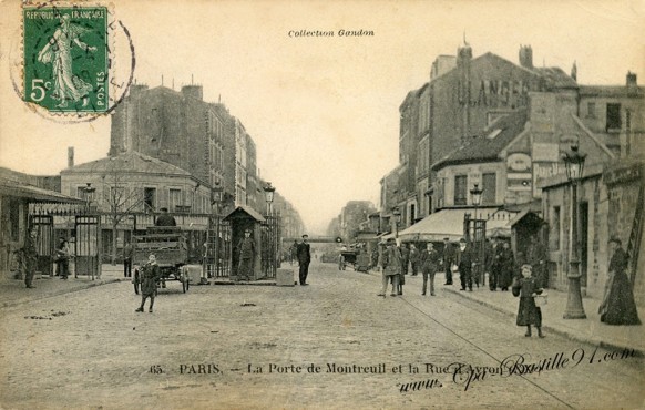 Paris  XX - la porte de Montreuil et la rue d'Avron