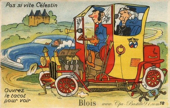Cartes postales Anciennes à système-Blois-pas si vite Célestin