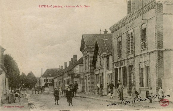 Carte-postale-Ancienne-Estissac-aube-Avenue-de-la-gare