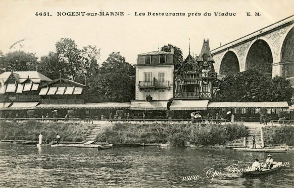 Carte-postale-Ancienne-Nogent-sur-Marne-Les-Restaurants-pres-du-viaduc