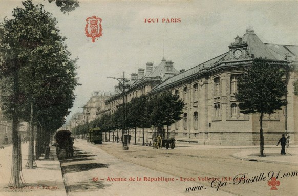 Carte-Postale-Ancienne-Tout-Paris-Avenue-de-la-République-Lycée-voltaire