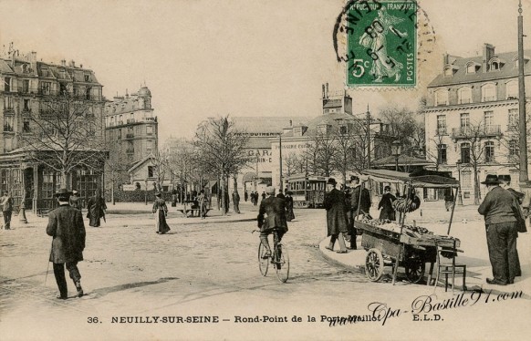  Carte-postale-Ancienne-Neuilly-sur-Seine-Rond-point-de-la-Porte-Maillot