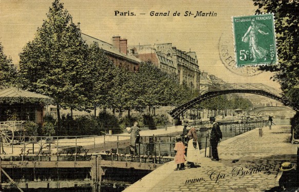 carte-postale-Ancienne-Paris-Canal-de-Saint-Martin.