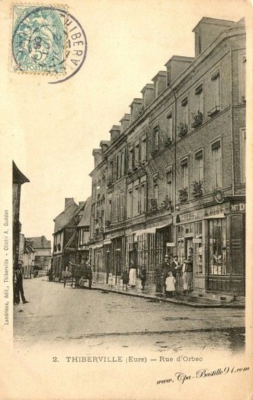 carte-postale-Ancienne-Thiberville-rue-dOrbec