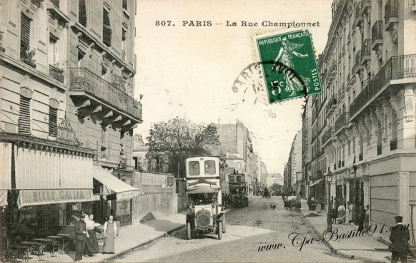 Carte Postale Ancienne - Paris la rue Championnet - Bière GALLIA 