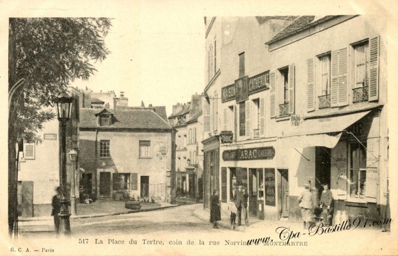 CPA - Paris XVIII - Place du Tertre - Coin de la rue Norvin - Montmartre