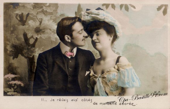 Carte-Postale-Ancienne-les-amoureux-