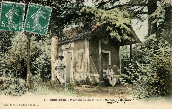 Cartes-Postales-Anciennes-Montlhéry-promenade-de-la-tour-maison-du-gardien