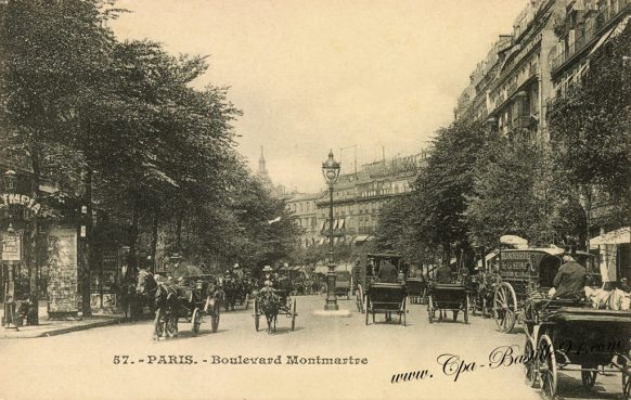 Cartes postales anciennes - Paris boulevard Montmartre à cheval