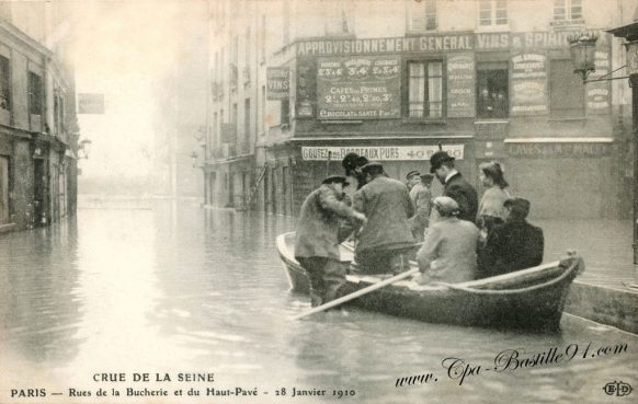 Crue de la Seine – Paris – Rues de la Bucherie et du Haut-Pavé – 28 Janvier 1910