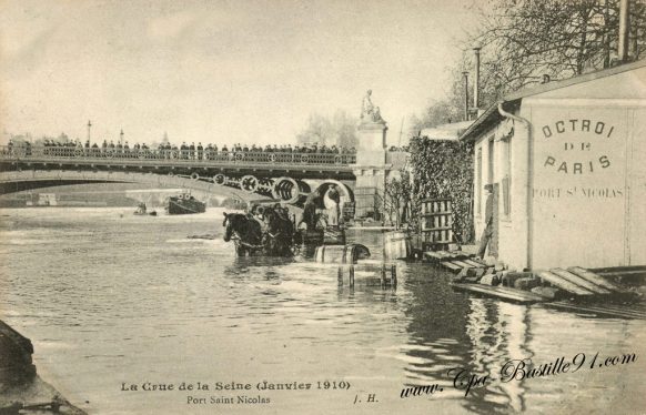 Inondations de Paris - La crue de la Seine en 1910 - L'Octroi du Port Saint Nicolas 