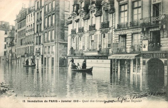 Inondations de Paris en Janvier 1910 – Rue Séguier - Quai des grands Augustins 