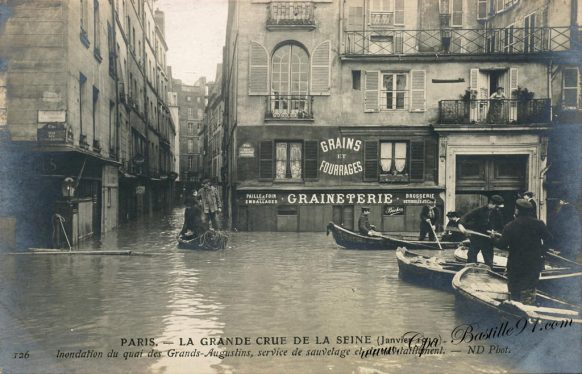 Paris La grande Crue de la Seine en Janvier 1910 – Service de sauvetage