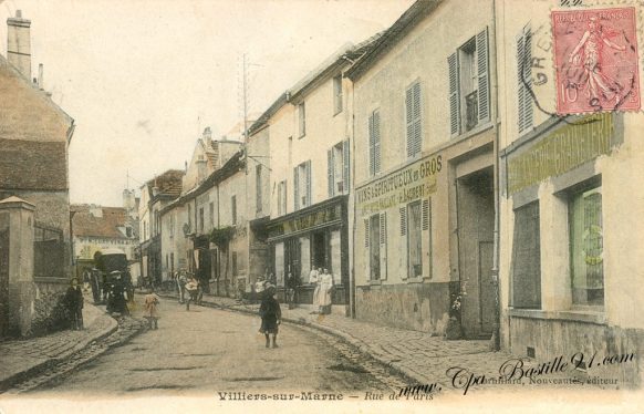 Carte Postale Ancienne - Villiers sur Marne - La rue de paris en 1900 