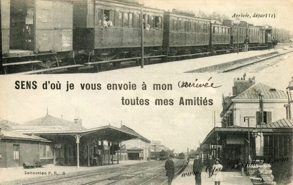 Cartes Postales Anciennes - Sens d'où je vous envoie à mon arrivée toutes mes Amitiés