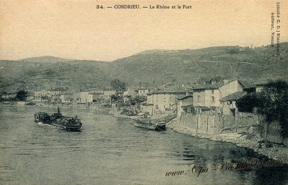 Carte Postale Ancienne de Condrieu - Le Rhône et le Port 