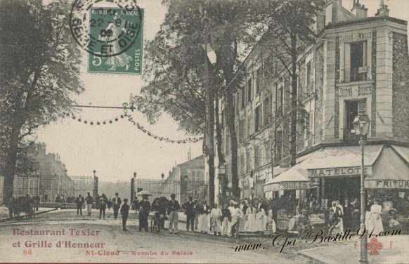 Carte Postale Ancienne de St-Cloud - Avenue du palais - Le Restaurant Texier à la belle époque